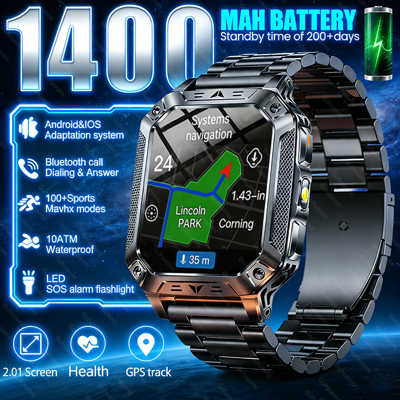 Italian Jewelry Watches - 2026 Military 1400mAh Battery Smart Watch