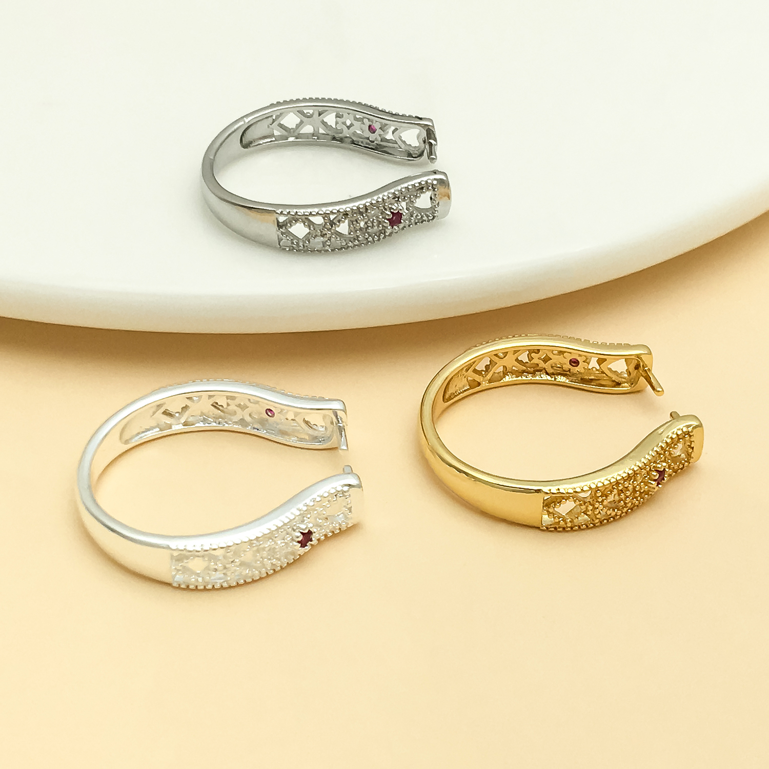 Gold Plated Ring - 5pcs 18k gold-plated copper thick silver