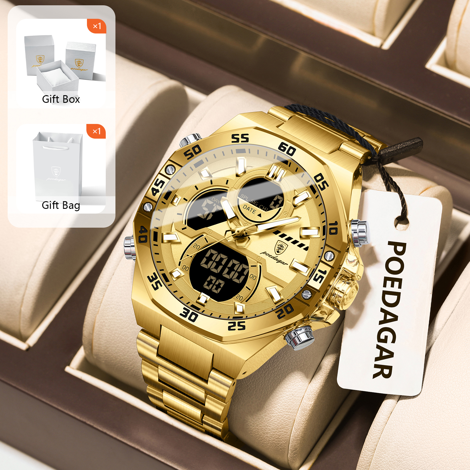 Jewelry Stand Watches - POEDAGAR Sport Men Watch LED Waterproof