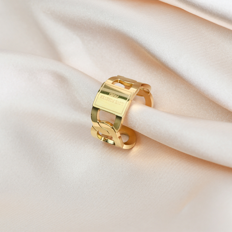 Titanium Steel Ring - Trendy Gold Titanium Steel Open Ring