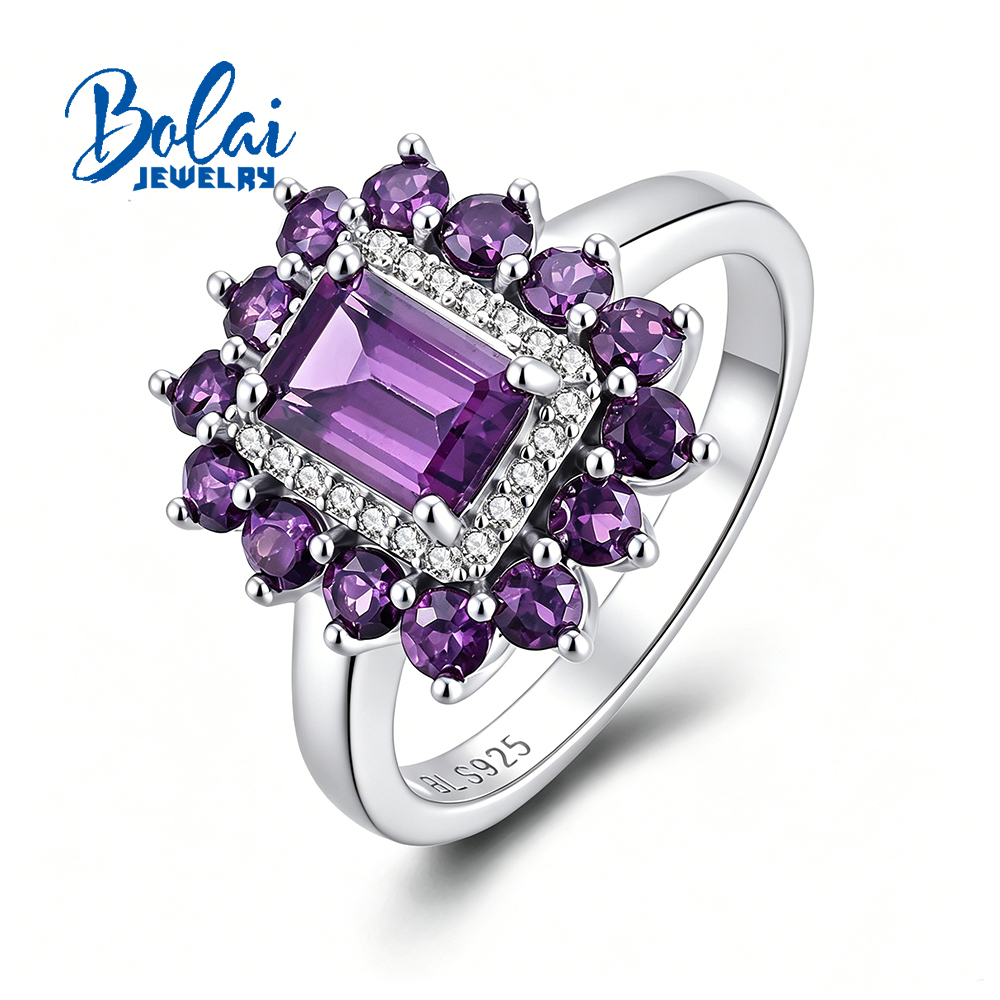 Birthstone Ring Set - 925 sterling silver ring Natural amethyst