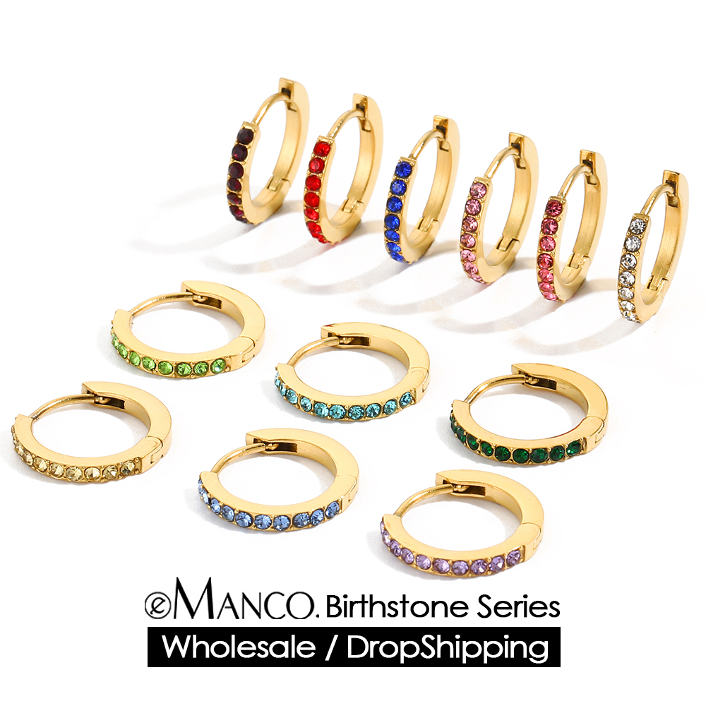 Birthstone Ring Set - eManco Rhinestone Simple Stainless Steel Birthstone