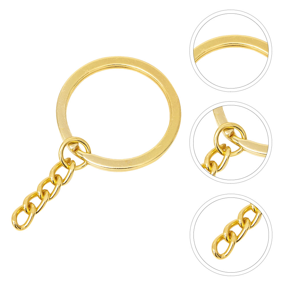 Gold Plated Ring - 100Pcs Gold Plated Flat Chain Key