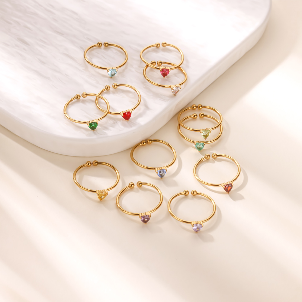 12 Birthstone Zirconia Heart R – Birthstone Ring Set Bewertung und Preis