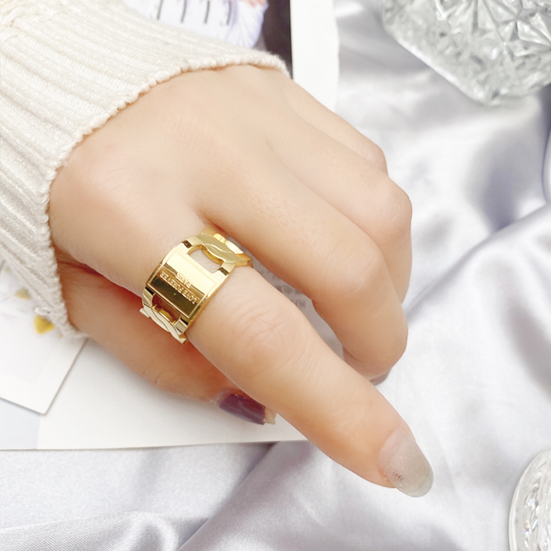 Trendy Gold Titanium Steel Ope – Titanium Steel Ring Bewertung und Preis