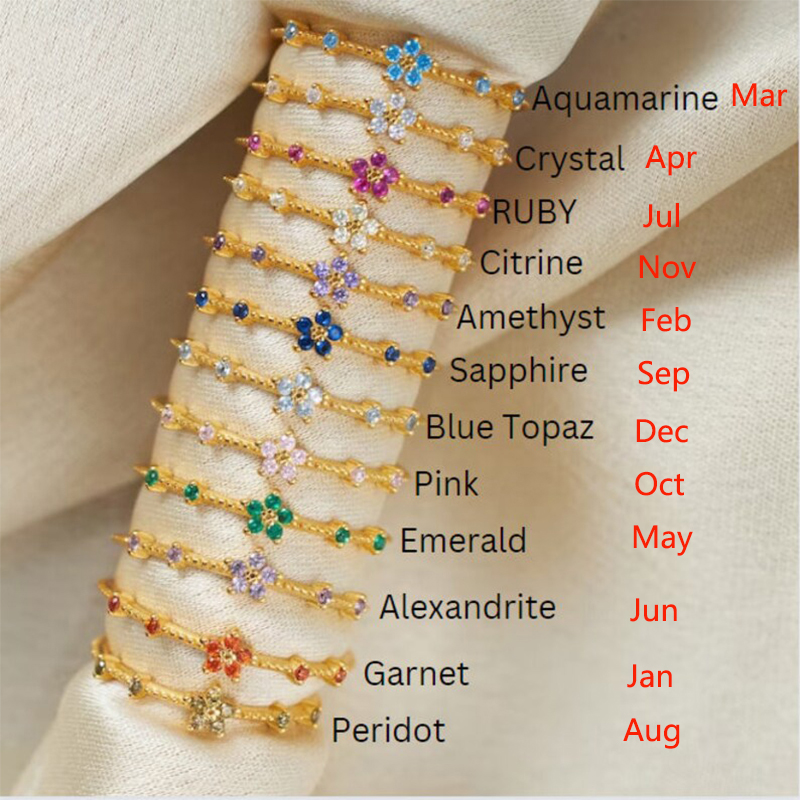 Dainty Colorful Flower Crystal – Birthstone Ring Set Bewertung und Preis